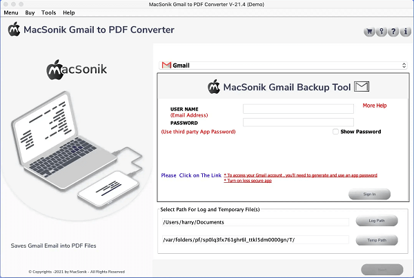 Gmail to PDF Converter for Mac software