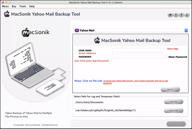 MacSonik Yahoo Mail Backup Tool