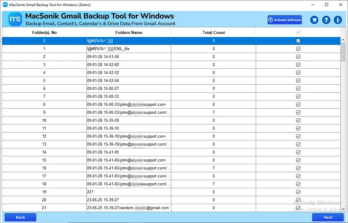 Select the emails you want to download.