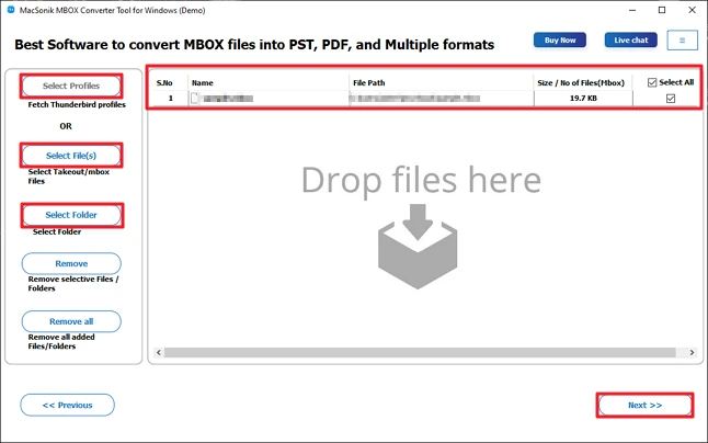 Add your MBOX files