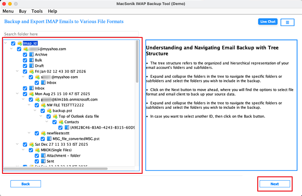 Select the folders you want to migrate