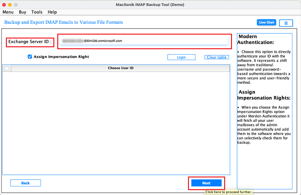 Select Office365 as an Email Client