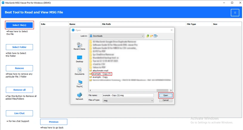 browse the MSG file