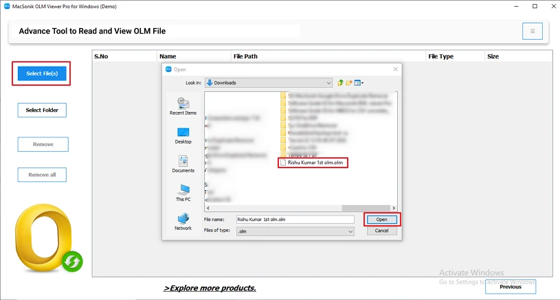 add the desired OLM file