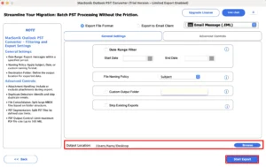 Choose the location to save the file, and click Convert to start the migration process.