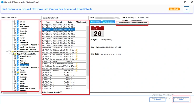 pick the folders to import