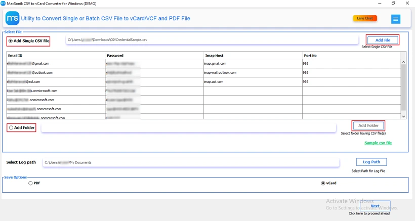 Select the Add File or Add Folder option