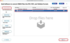 Click Select Profiles to add Thunderbird file