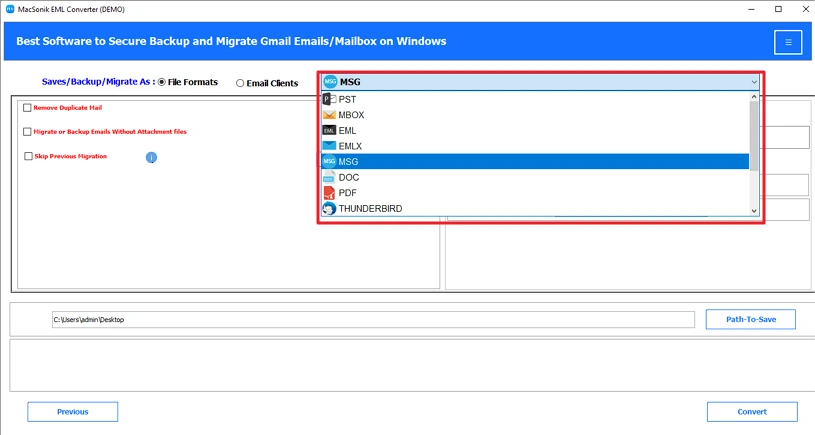 Choose MSG Format