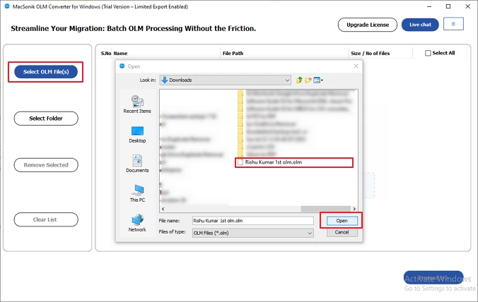 click on the Select Files