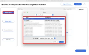 Select file/folder and locate the PST file