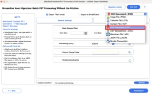 Select PDF as the saving format