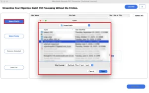 Select Files or Folders to load the PST file