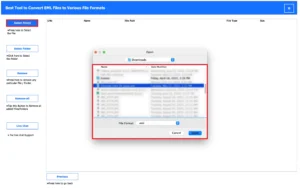 Select EML files or folders and load
