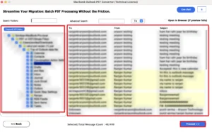Drag the structure and preview the mailbox folder