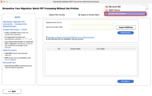 Choose Google Workspace as the email saving