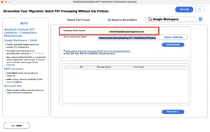 Authenticate using the Google Workspace account credentials