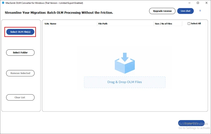 Click on Select Files