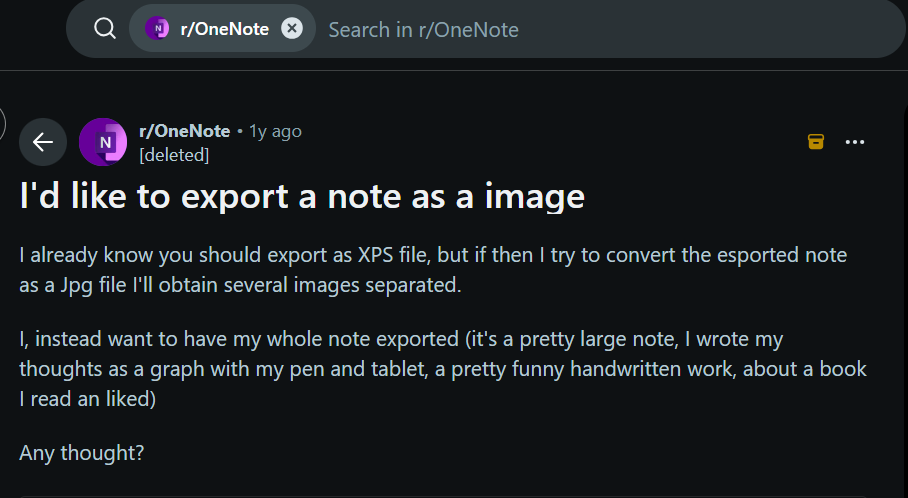 Export OneNote note as image discussion