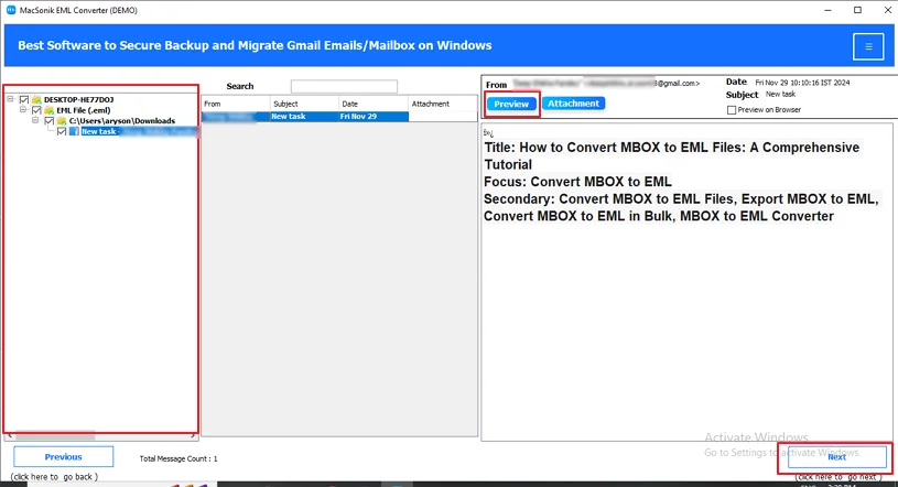 Convert EML to WDSEML