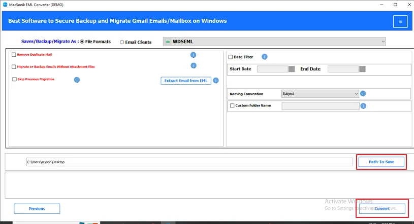 Convert EML to WDSEML