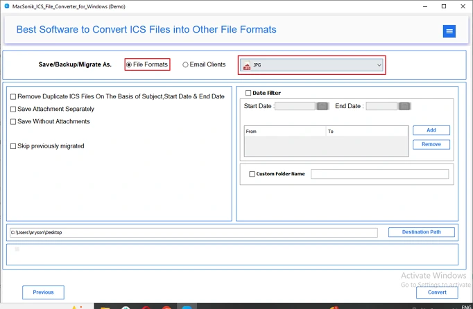 Convert ICS to JPG
step 4