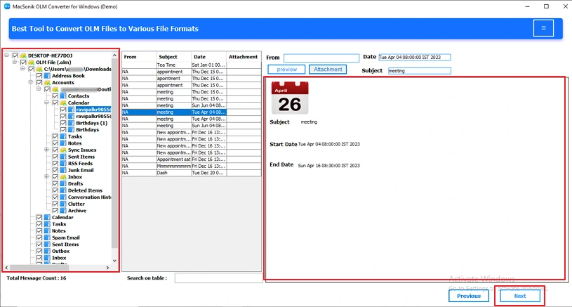 Preview the files one by one