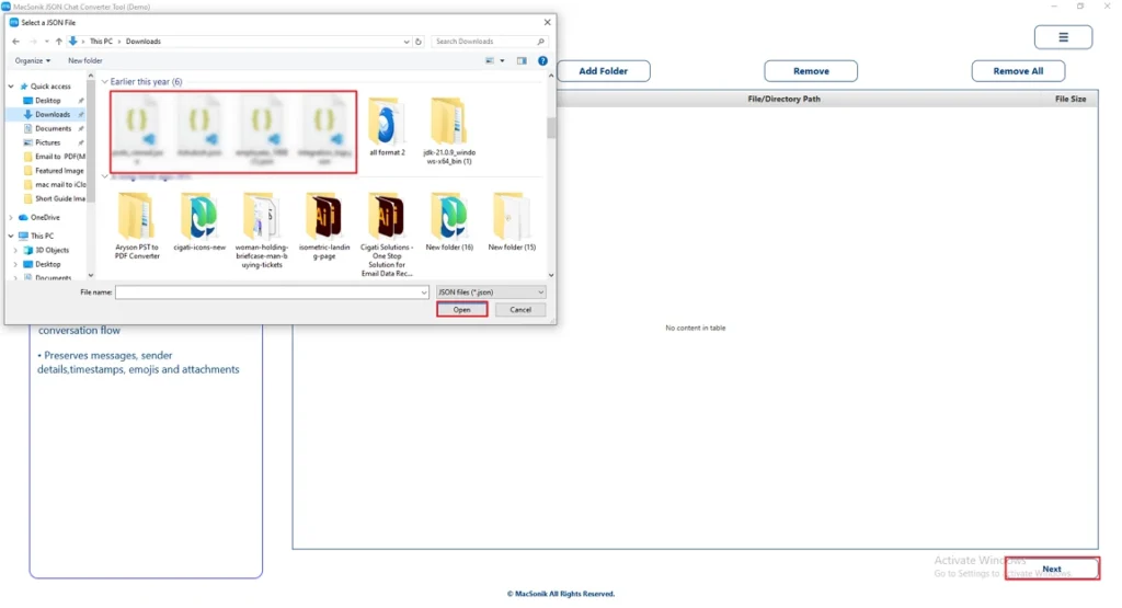 Upload your JSON file