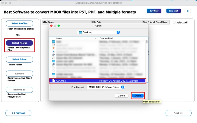 Select file