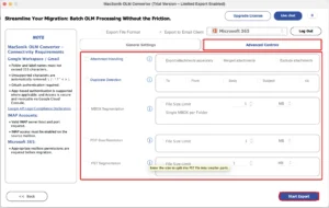 Advanced Filter settings and click on the Start Export button.