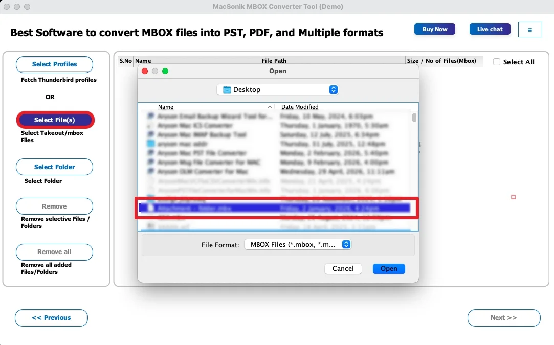 Click Select Files