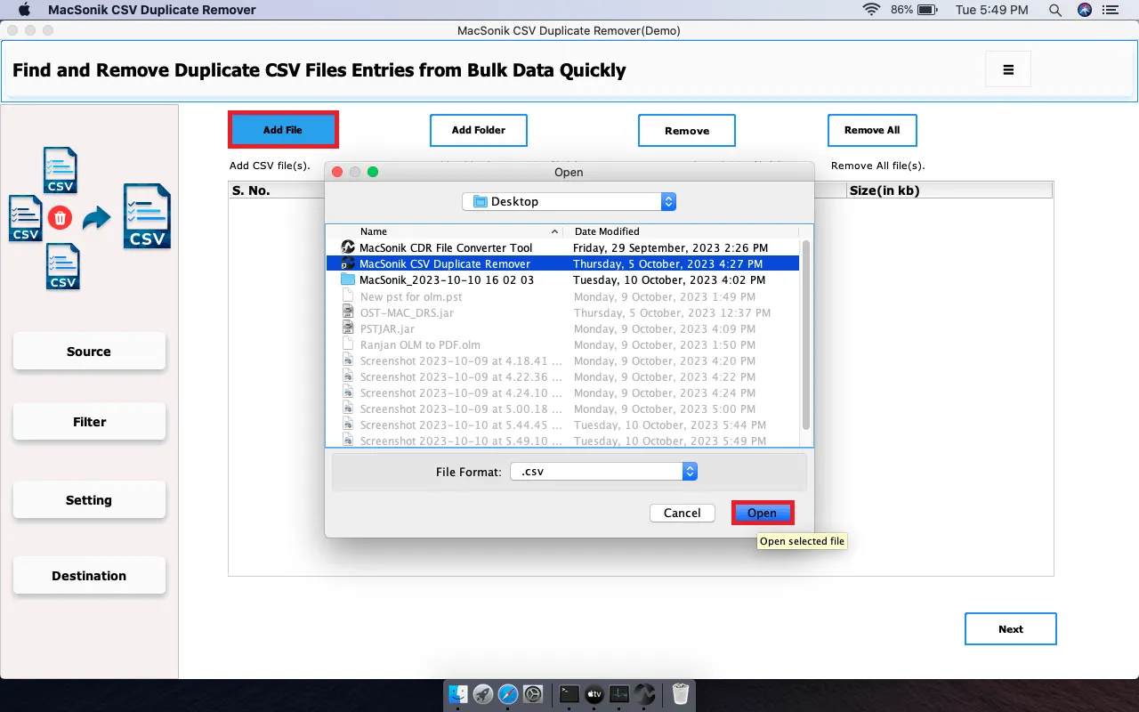 click on Add File/Folder