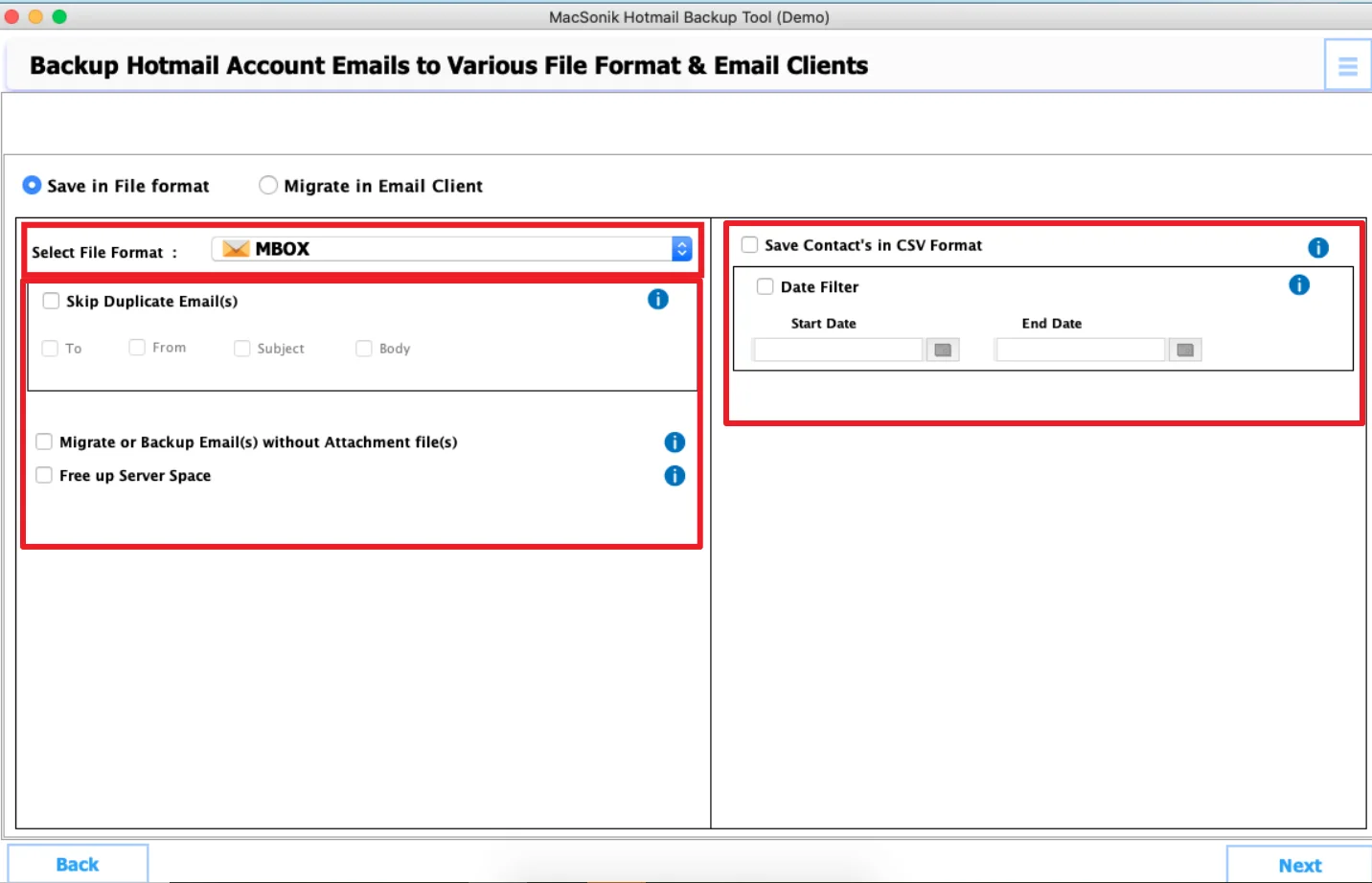 choose MBOX as the saving file format