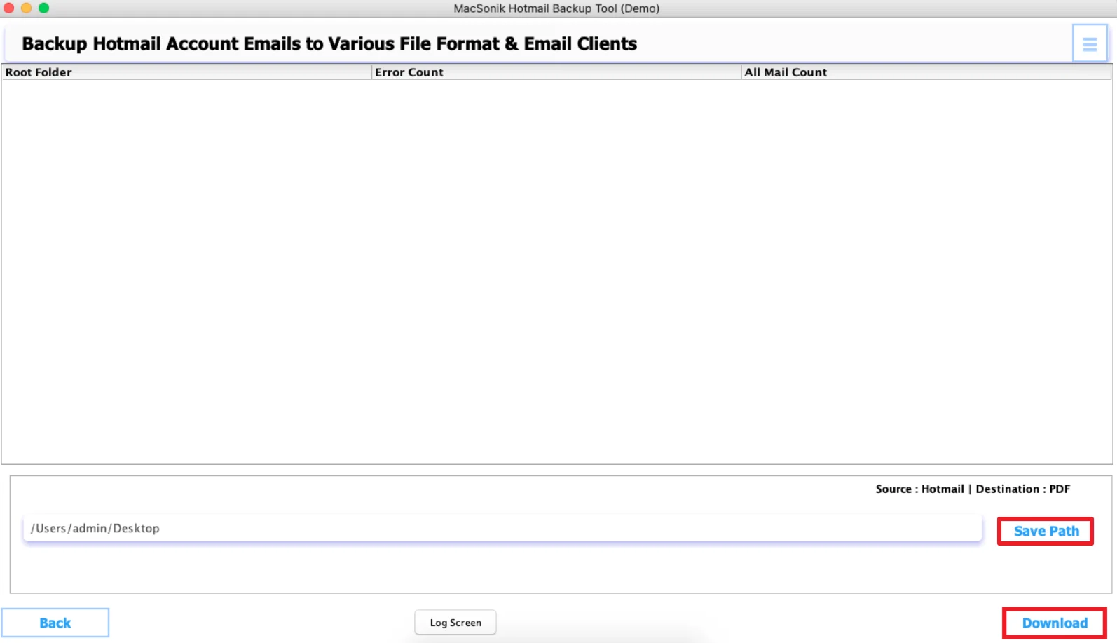 Select the destination to save the file
