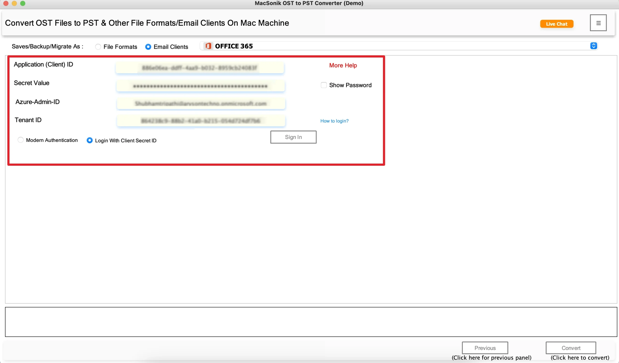 sign in using the Office 365 account credentials