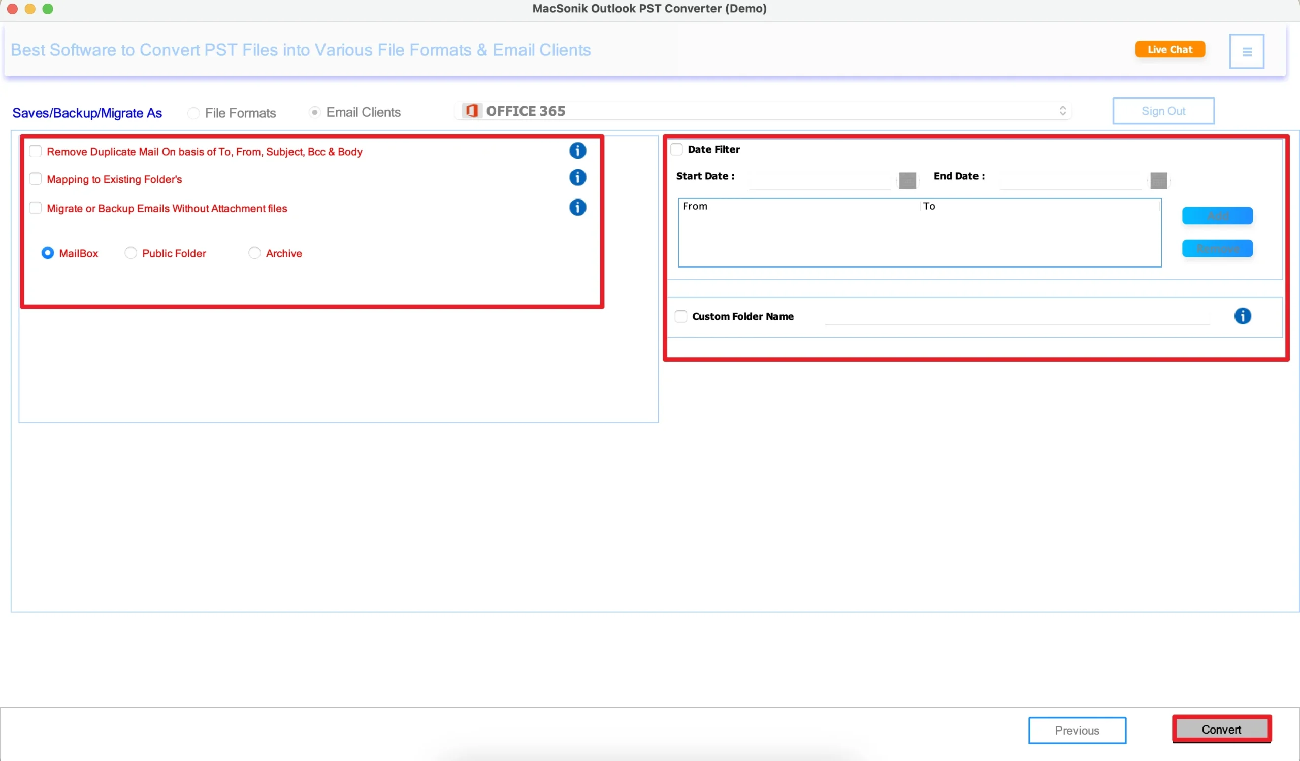 ‘apply the additional filters and and click Convertl