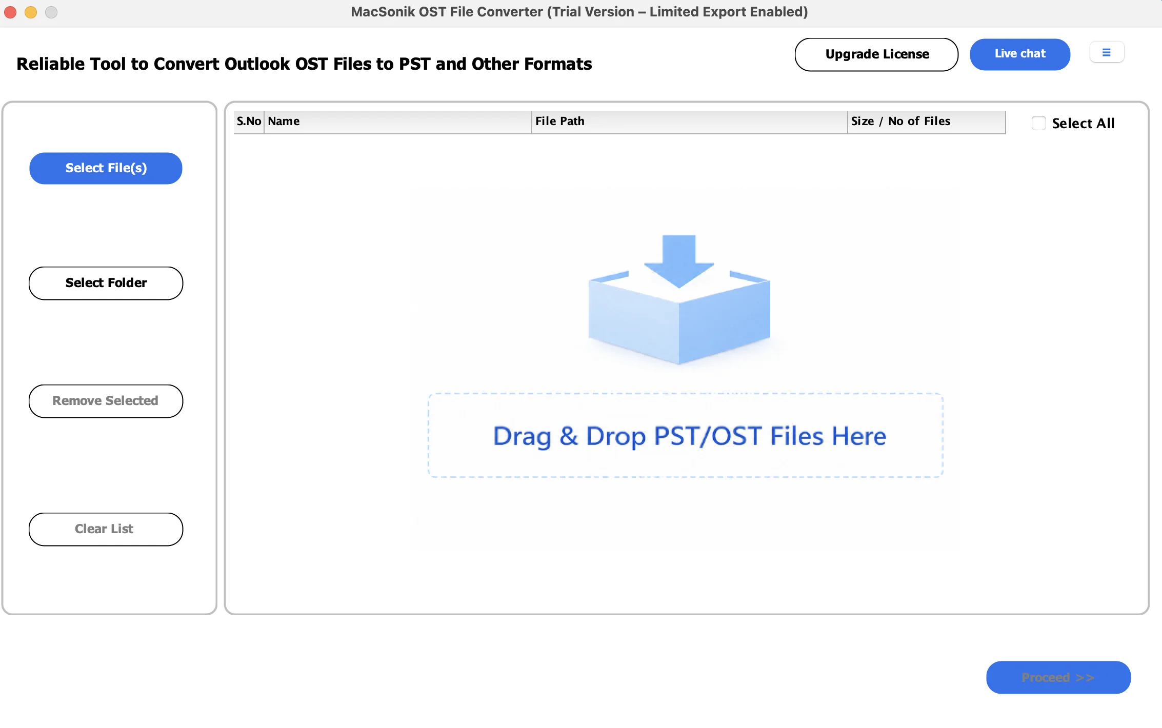 launching the MacSonik OST to PST Converter