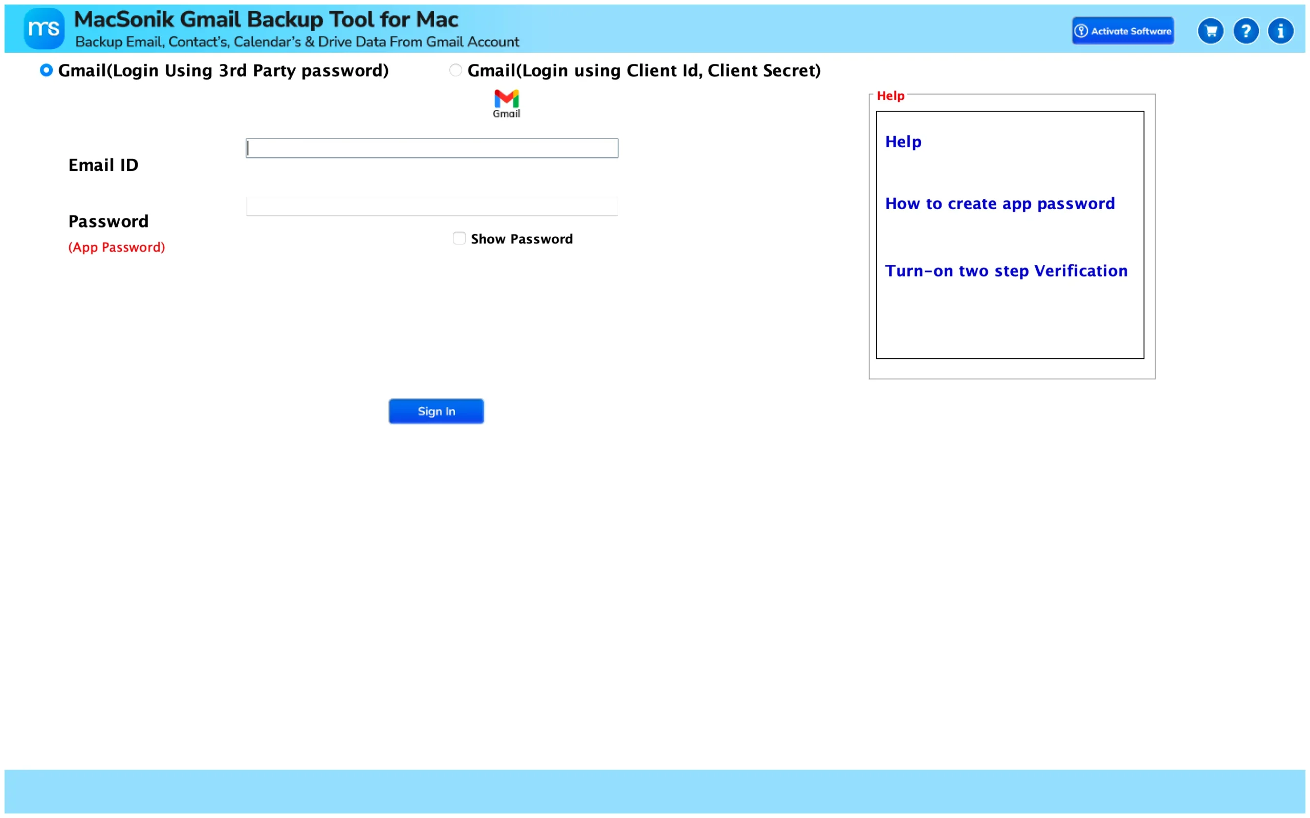 Installe the MacSonik Gmail Backup Software