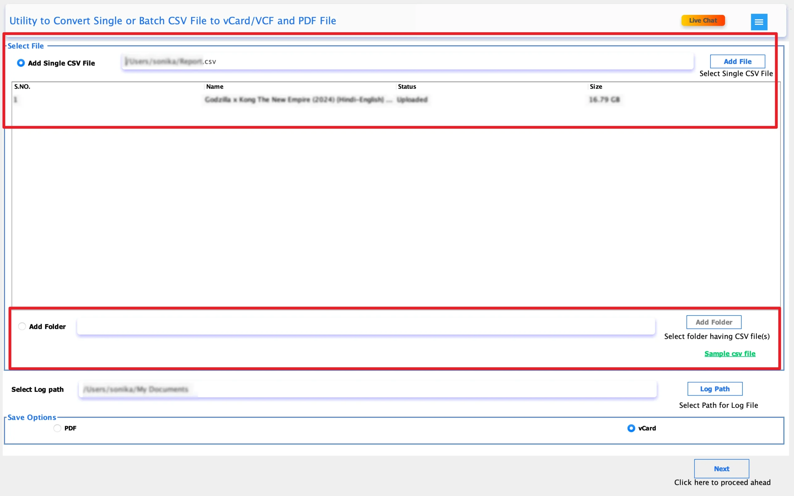 Click Add Single CSV file or folder
