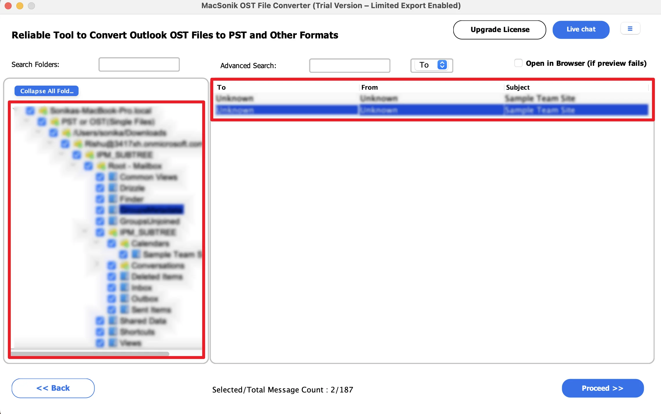 Drag the structure and preview mailbox