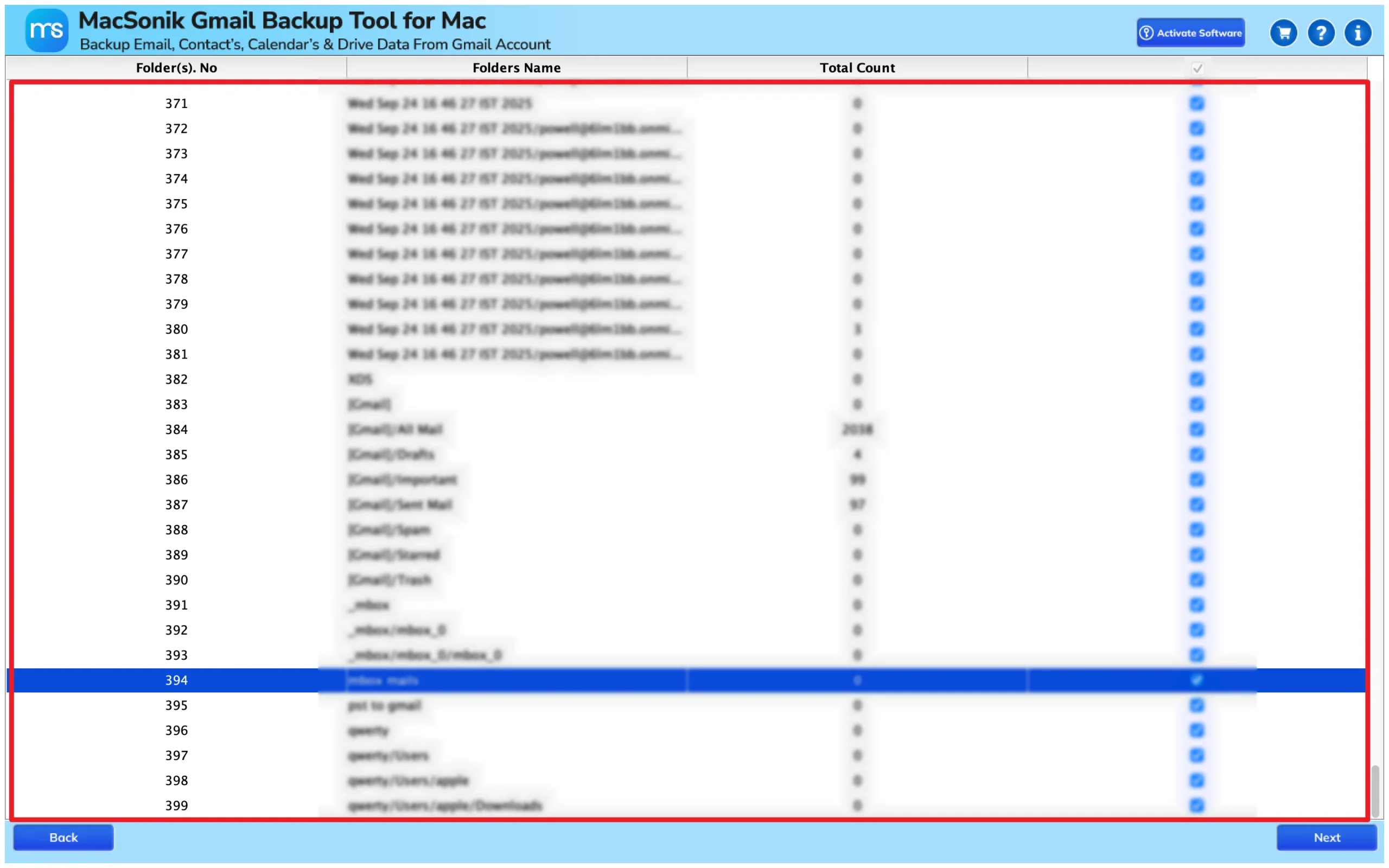 preview the complete mailbox folder