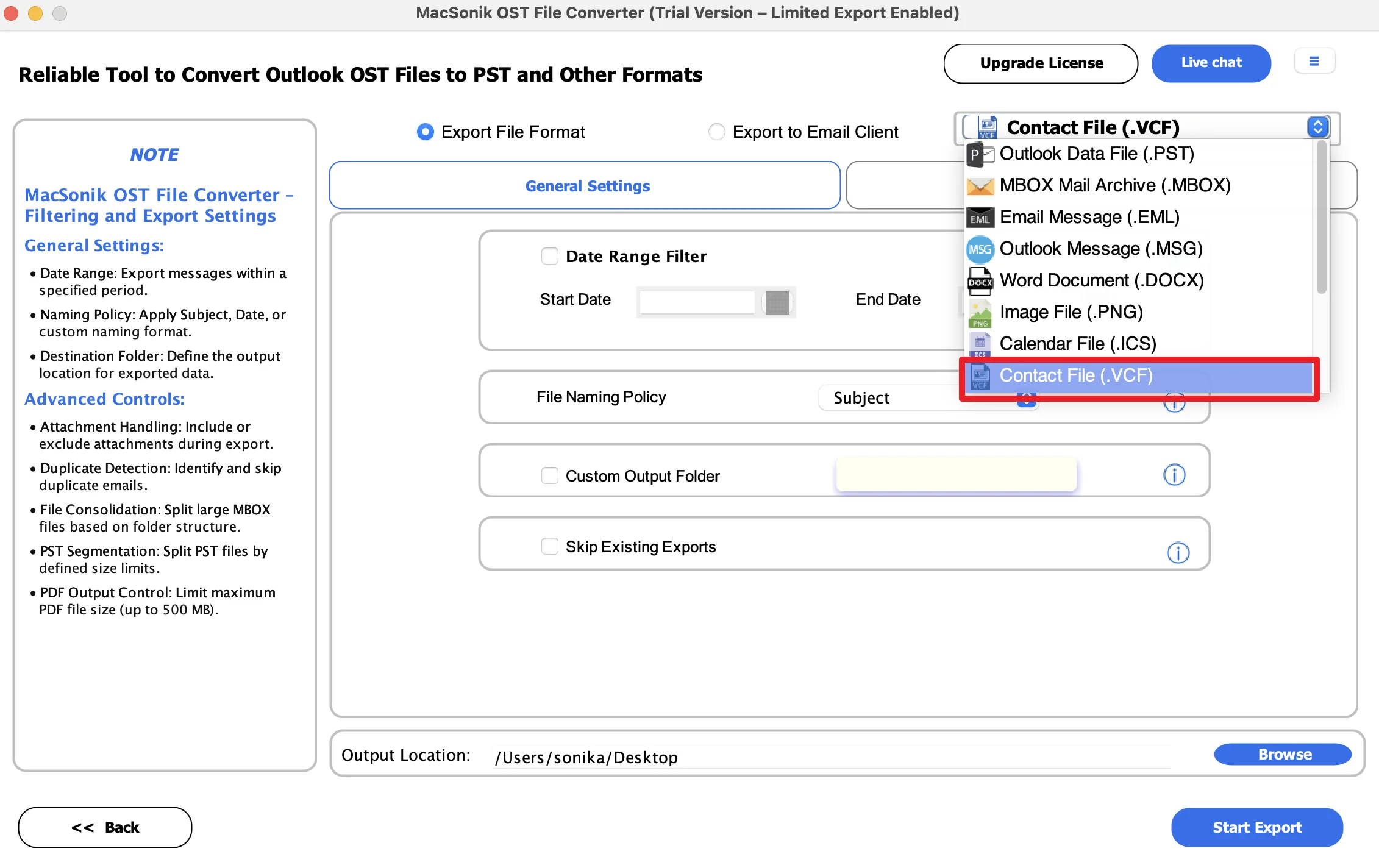 choose Contact File (.vcf)