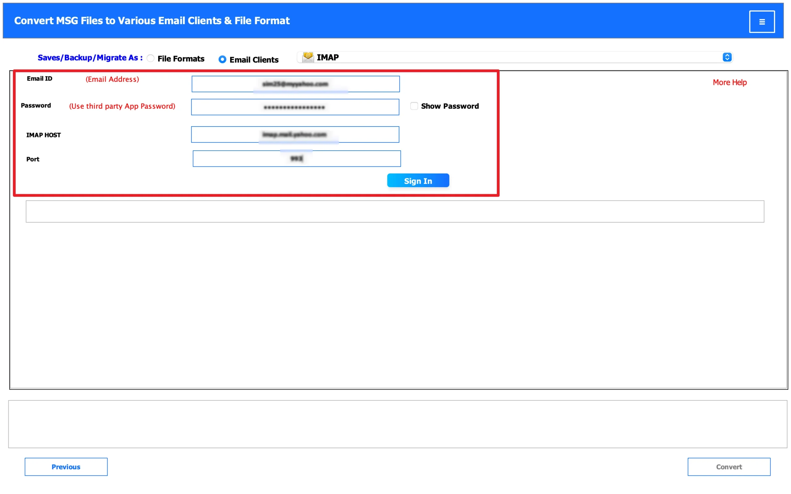 Authenticate using IMAP account credentials