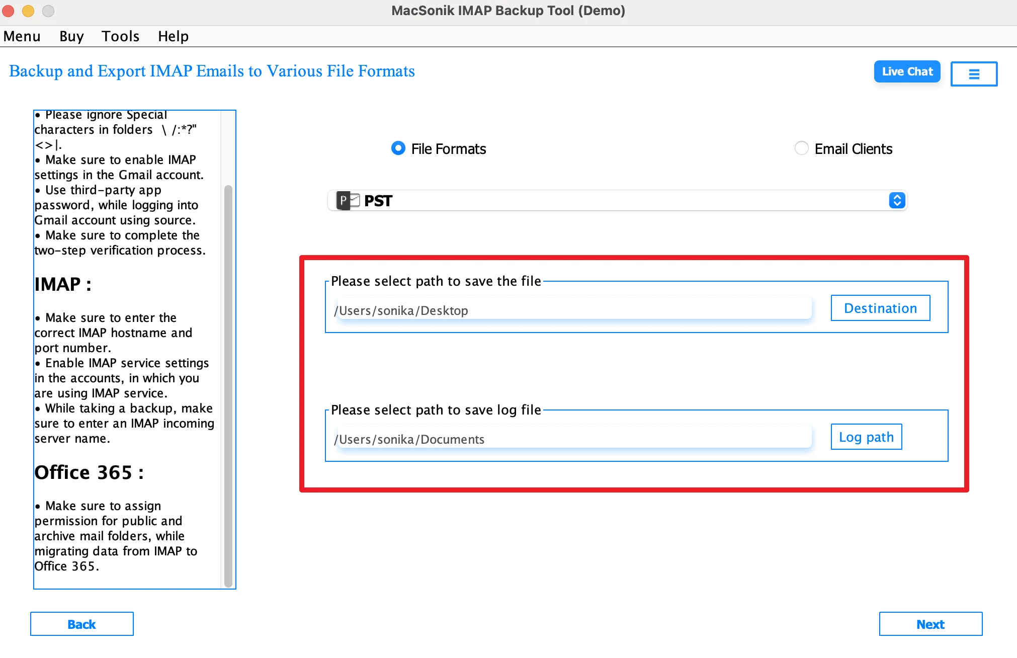 authenticate using the IMAP account details