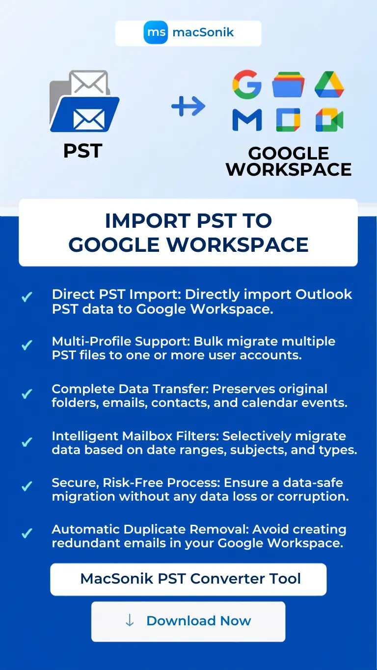 Transfer PST to Google Workspace