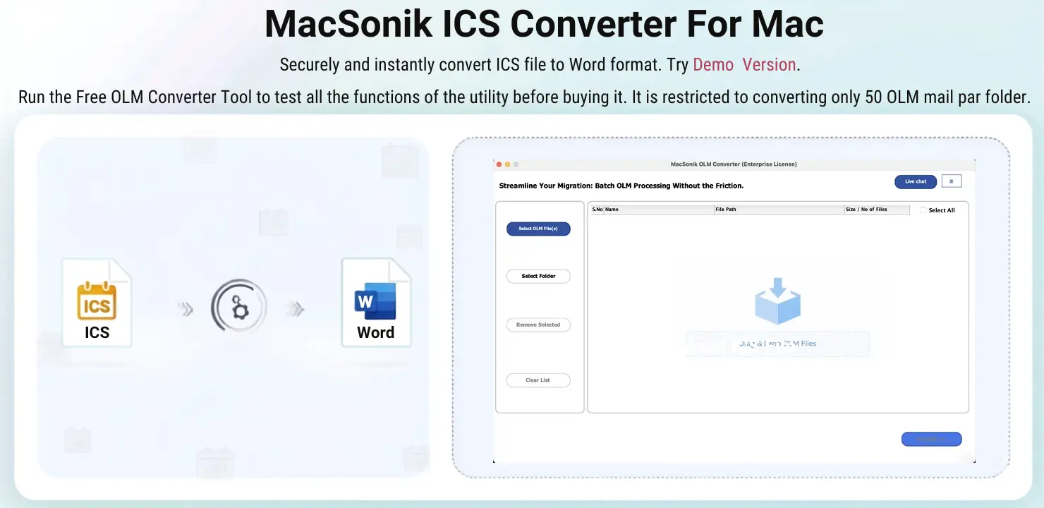 Try Demo Version of ICS Converter