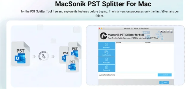 launching the MacSonik PST Splitter Tool
