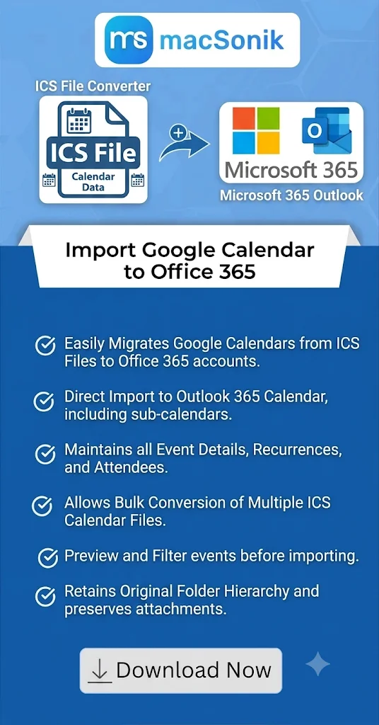 Import Google Calendar (.ics) to Office 365