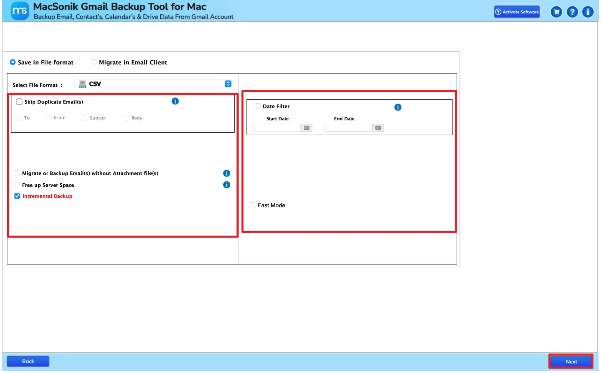 apply the additional filters and click Next