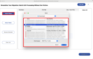 Click Select Files/Folders to add the OLM file that you wish to convert.